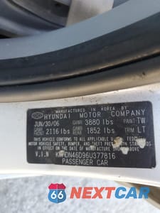 Zdjęcie 12 z 12 samochodu: 2006 HYUNDAI ELANTRA GLS VIN:KMHDN46D96U377816 - miniatura