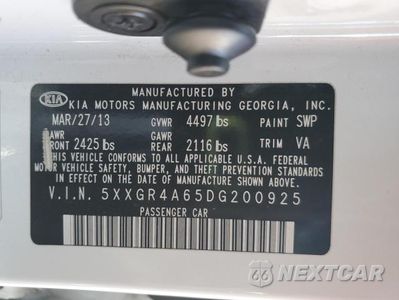 Zdjęcie 12 z 12 samochodu: 2013 KIA OPTIMA SX VIN:5XXGR4A65DG200925 - miniatura
