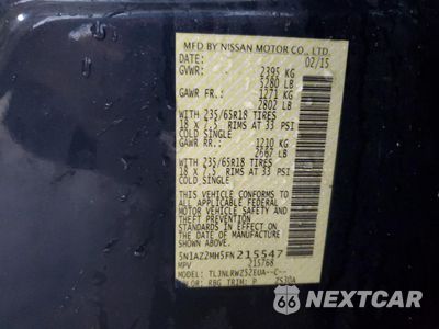 Zdjęcie 13 z 15 samochodu: 2015 NISSAN MURANO S VIN:5N1AZ2MH5FN215547 - miniatura