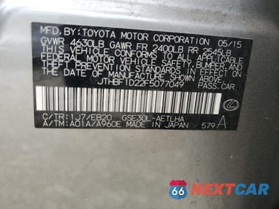 Zdjęcie 13 z 13 samochodu: 2015 LEXUS IS 250 VIN:JTHBF1D22F5077049 - miniatura