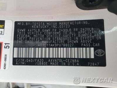 Zdjęcie 12 z 12 samochodu: 2023 TOYOTA CAMRY LE VIN:4T1C11AK9PU798027 - miniatura