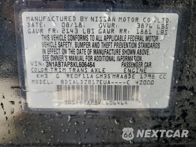 Zdjęcie 12 z 12 samochodu: 2019 NISSAN SENTRA S VIN:3N1AB7AP8KL606464 - miniatura