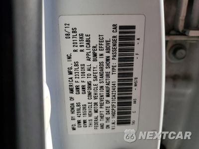 Zdjęcie 12 z 12 samochodu: 2012 HONDA ACCORD LX VIN:1HGCP2F31CA234041 - miniatura