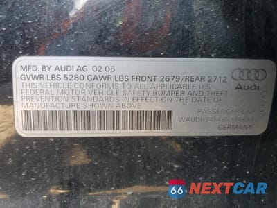 Zdjęcie 12 z 12 samochodu: 2006 AUDI A6 3.2 QUATTRO VIN:WAUDH74F46N144693 - miniatura