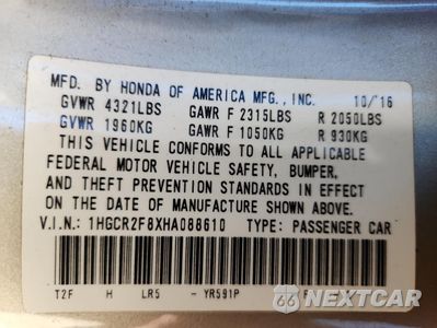 Zdjęcie 13 z 14 samochodu: 2017 HONDA ACCORD EXL VIN:1HGCR2F8XHA088610 - miniatura