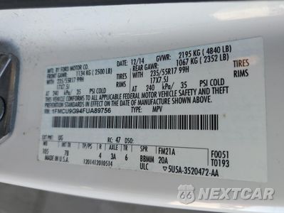 Zdjęcie 13 z 15 samochodu: 2015 FORD ESCAPE SE VIN:1FMCU9G94FUA89756 - miniatura