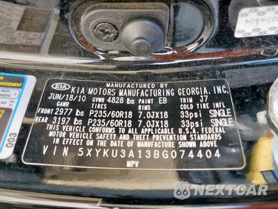 Zdjęcie 13 z 13 samochodu: 2011 KIA SORENTO EX VIN:5XYKU3A13BG074404 - miniatura