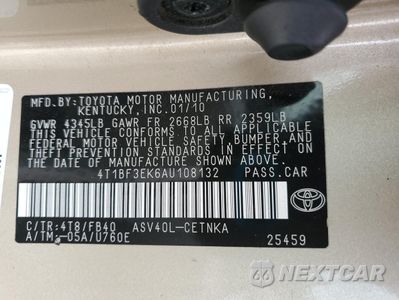 Zdjęcie 12 z 13 samochodu: 2010 TOYOTA CAMRY BASE VIN:4T1BF3EK6AU108132 - miniatura
