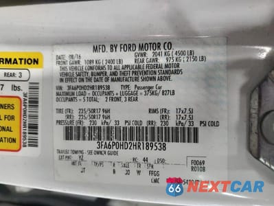 Zdjęcie 12 z 12 samochodu: 2017 FORD FUSION SE VIN:3FA6P0HD2HR189538 - miniatura