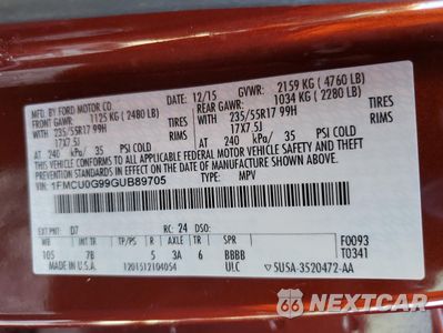 Zdjęcie 14 z 14 samochodu: 2016 FORD ESCAPE SE VIN:1FMCU0G99GUB89705 - miniatura