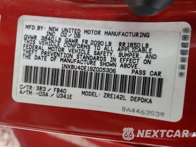 Zdjęcie 12 z 14 samochodu: 2009 TOYOTA COROLLA BASE VIN:1NXBU40E19Z005306 - miniatura
