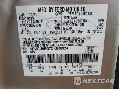 Zdjęcie 13 z 13 samochodu: 2012 FORD ESCAPE LIMITED VIN:1FMCU9EG7CKB08924 - miniatura
