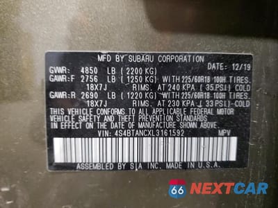 Zdjęcie 13 z 13 samochodu: 2020 SUBARU OUTBACK LIMITED VIN:4S4BTANCXL3161592 - miniatura