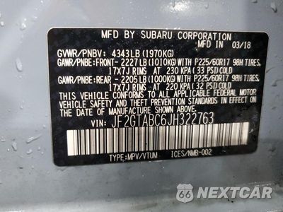 Zdjęcie 14 z 14 samochodu: 2018 SUBARU CROSSTREK PREMIUM VIN:JF2GTABC6JH322763 - miniatura