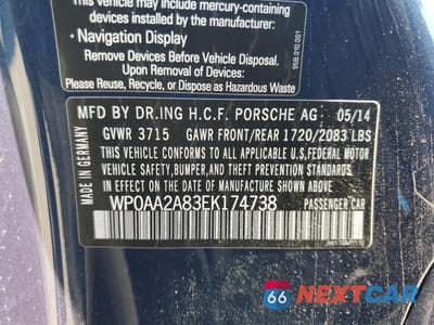 Zdjęcie 12 z 12 samochodu: 2014 PORSCHE CAYMAN VIN:WP0AA2A83EK174738 - miniatura