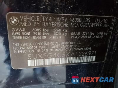 Zdjęcie 12 z 12 samochodu: 2010 BMW X6 XDRIVE35I VIN:5UXFG4C5XAL226971 - miniatura