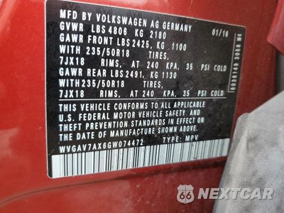 Zdjęcie 13 z 15 samochodu: 2016 VOLKSWAGEN TIGUAN S VIN:WVGAV7AX6GW074472 - miniatura