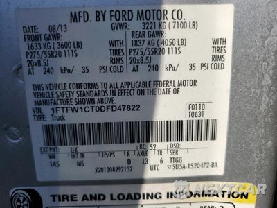 Zdjęcie 12 z 12 samochodu: 2013 FORD F150 SUPERCREW VIN:1FTFW1CT0DFD47822 - miniatura