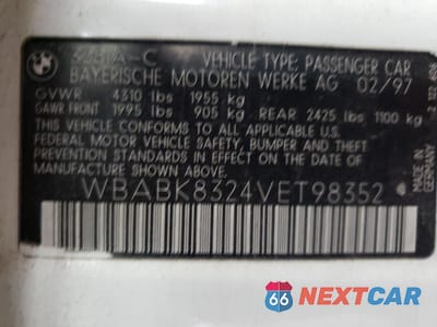 Zdjęcie 12 z 12 samochodu: 1997 BMW 328 IC AUTOMATIC VIN:WBABK8324VET98352 - miniatura