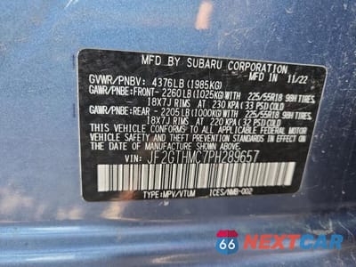 Zdjęcie 13 z 13 samochodu: 2023 SUBARU CROSSTREK LIMITED VIN:JF2GTHMC7PH289657 - miniatura