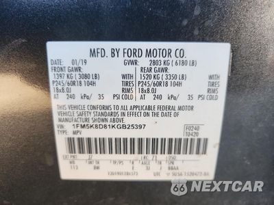 Zdjęcie 13 z 16 samochodu: 2019 FORD EXPLORER XLT VIN:1FM5K8D81KGB25397 - miniatura