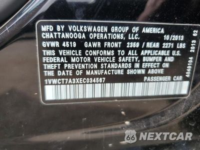 Zdjęcie 12 z 12 samochodu: 2014 VOLKSWAGEN PASSAT SEL VIN:1VWCT7A3XEC034567 - miniatura