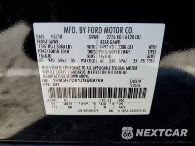 Zdjęcie 13 z 13 samochodu: 2018 FORD EXPLORER XLT VIN:1FM5K7D81JGB89769 - miniatura