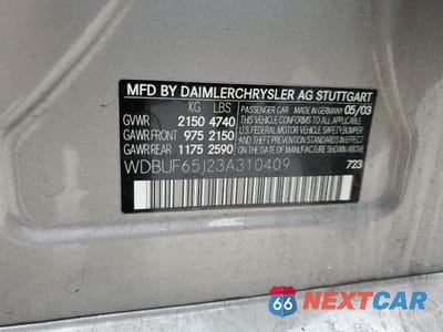 Zdjęcie 12 z 12 samochodu: 2003 MERCEDES-BENZ E 320 VIN:WDBUF65J23A310409 - miniatura