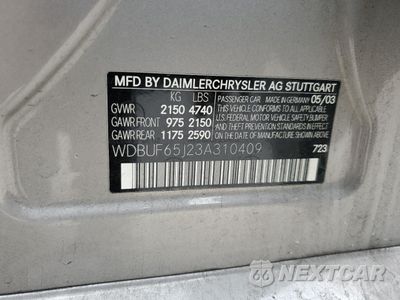 Zdjęcie 12 z 12 samochodu: 2003 MERCEDES-BENZ E 320 VIN:WDBUF65J23A310409 - miniatura