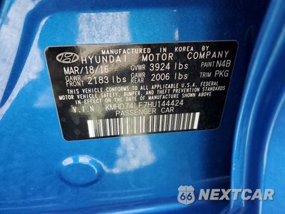 Zdjęcie 12 z 13 samochodu: 2017 HYUNDAI ELANTRA SE VIN:KMHD74LF7HU144424 - miniatura