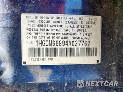 Zdjęcie 12 z 12 samochodu: 2004 HONDA ACCORD EX VIN:1HGCM66894A037762 - miniatura