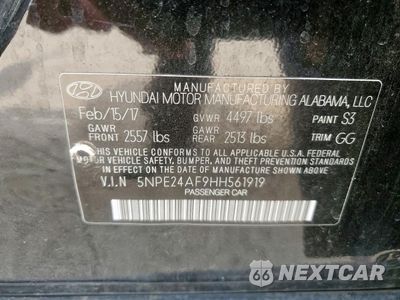 Zdjęcie 12 z 12 samochodu: 2017 HYUNDAI SONATA SE VIN:5NPE24AF9HH561919 - miniatura