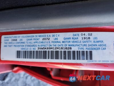 Zdjęcie 12 z 12 samochodu: 2002 VOLKSWAGEN JETTA VIN:3VWSK69M12M181828 - miniatura