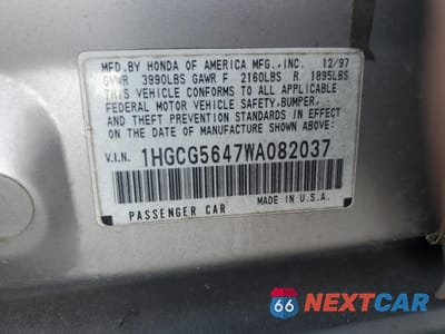 Zdjęcie 12 z 12 samochodu: 1998 HONDA ACCORD LX VIN:1HGCG5647WA082037 - miniatura