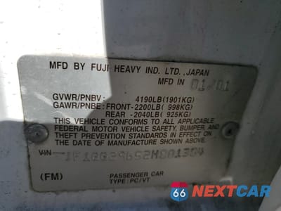 Zdjęcie 12 z 12 samochodu: 2002 SUBARU IMPREZA WRX VIN:JF1GG29652H801384 - miniatura