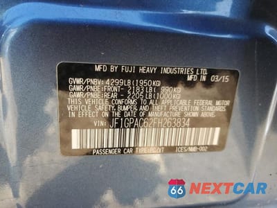 Zdjęcie 12 z 12 samochodu: 2015 SUBARU IMPREZA PREMIUM VIN:JF1GPAC62FH263834 - miniatura