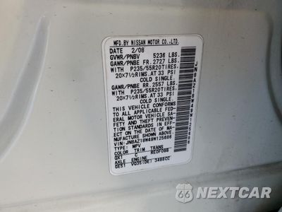 Zdjęcie 13 z 13 samochodu: 2009 NISSAN MURANO S VIN:JN8AZ18W49W125686 - miniatura