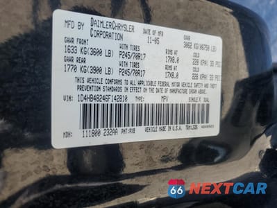 Zdjęcie 13 z 13 samochodu: 2006 DODGE DURANGO SLT VIN:1D4HB48246F142810 - miniatura