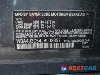 Zdjęcie 12 z 12 samochodu: 2018 BMW 430XI GRAN COUPE VIN:WBA4J3C54JBL03857 - miniatura