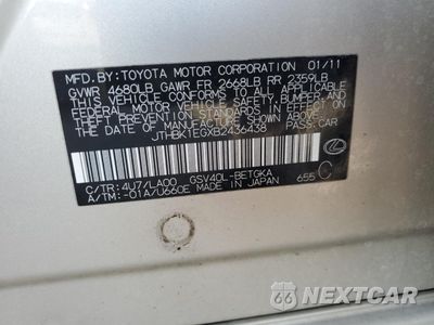 Zdjęcie 12 z 14 samochodu: 2011 LEXUS ES 350 VIN:JTHBK1EGXB2436438 - miniatura