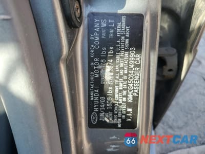 Zdjęcie 12 z 12 samochodu: 2004 HYUNDAI ACCENT GL VIN:KMHCG45C64U499903 - miniatura