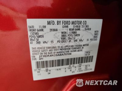 Zdjęcie 13 z 15 samochodu: 2010 FORD EDGE LIMITED VIN:2FMDK4KC0ABA70104 - miniatura