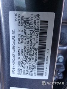 Zdjęcie 12 z 14 samochodu: 2019 HONDA ACCORD VIN:1HGCV3F59KA014982 - miniatura