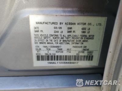 Zdjęcie 12 z 14 samochodu: 2005 NISSAN ALTIMA S VIN:1N4AL11D05N495917 - miniatura