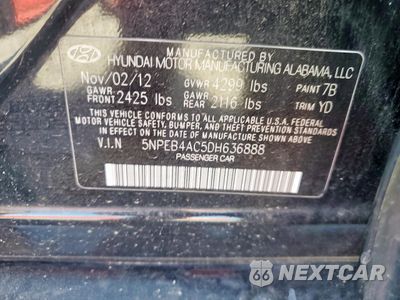Zdjęcie 12 z 12 samochodu: 2013 HYUNDAI SONATA GLS VIN:5NPEB4AC5DH636888 - miniatura