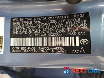 Zdjęcie 12 z 14 samochodu: 2004 TOYOTA PRIUS VIN:JTDKB20U840020035 - miniatura