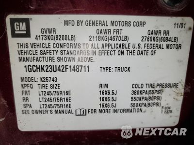 Zdjęcie 12 z 12 samochodu: 2002 CHEVROLET SILVERADO K2500 HEAVY DUTY VIN:1GCHK23U42F148711 - miniatura