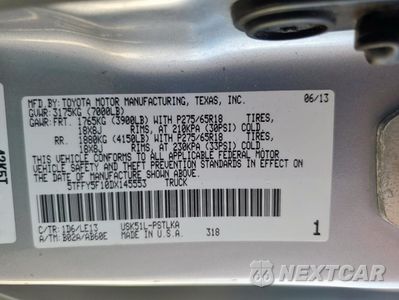 Zdjęcie 12 z 12 samochodu: 2013 TOYOTA TUNDRA CREWMAX LIMITED VIN:5TFFY5F10DX145553 - miniatura
