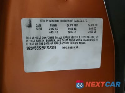 Zdjęcie 12 z 12 samochodu: 2005 PONTIAC GRAND PRIX GT VIN:2G2WS522351236349 - miniatura