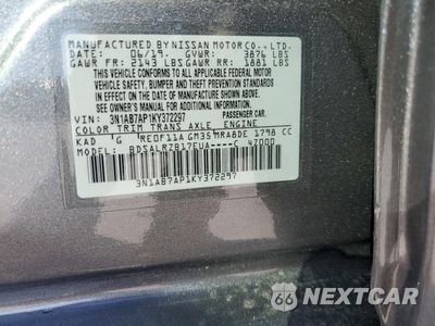 Zdjęcie 13 z 13 samochodu: 2019 NISSAN SENTRA S VIN:3N1AB7AP1KY372297 - miniatura